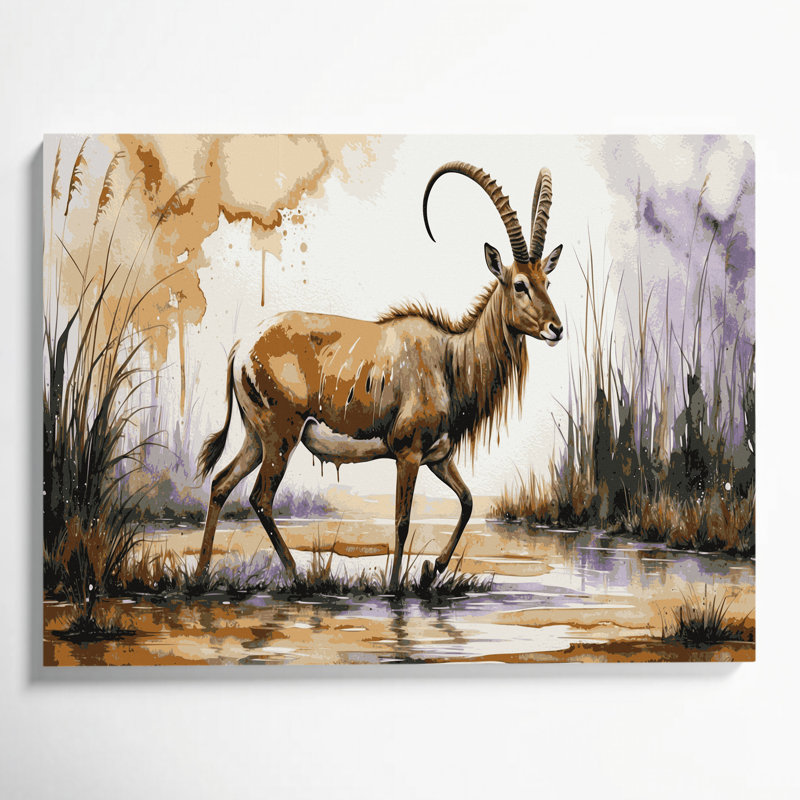 Faune, art mural sur toile beige Sitatunga, H 11 po x l 14 po