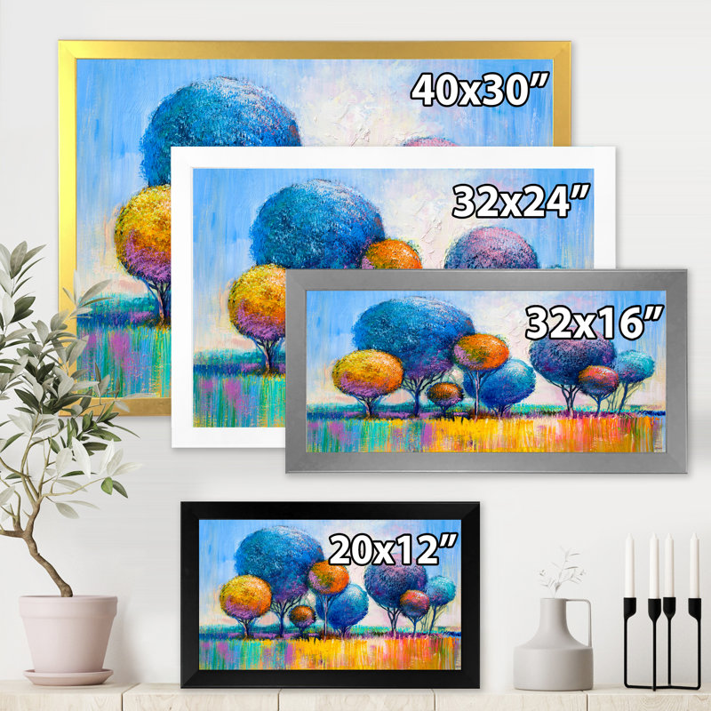 Autumn Fantasy Trees IV - Peinture sur toile, H 12 po x l 20 po x p 1 po, Cadre photo blanc