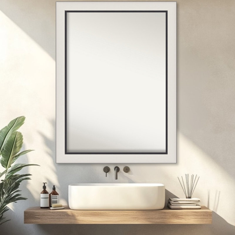 Miroir mural de salle de bain Ellie, 32,5 po x 43,5 po, Argent noir