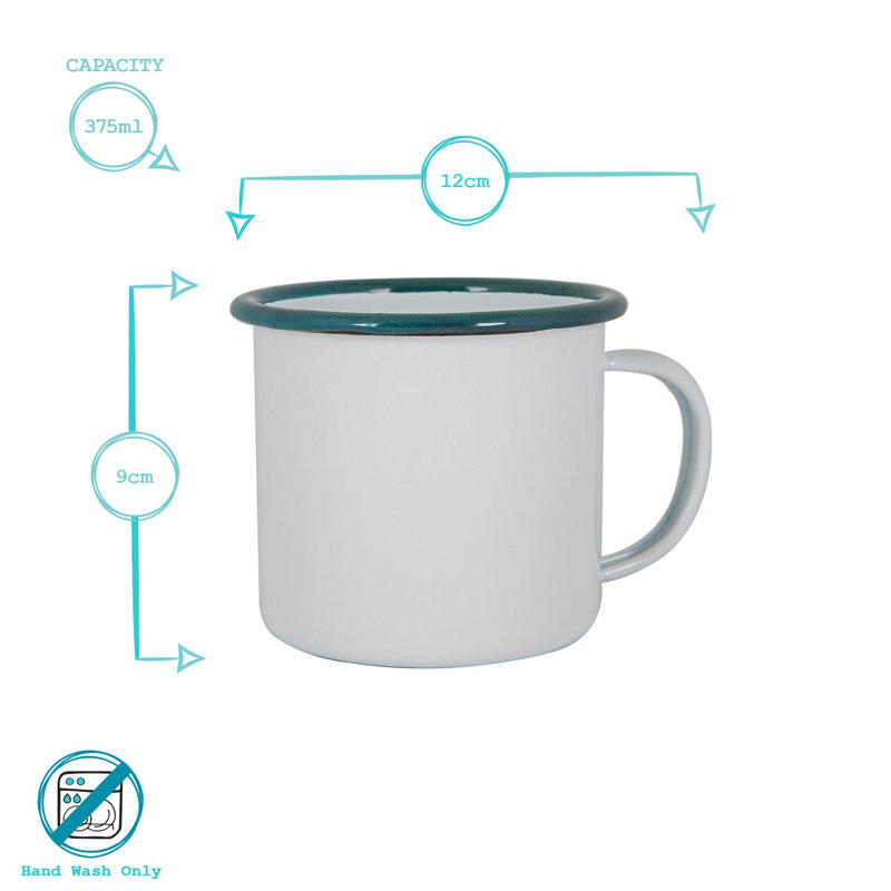 Enamelware Camping Mug, White/Dark Blue, 12