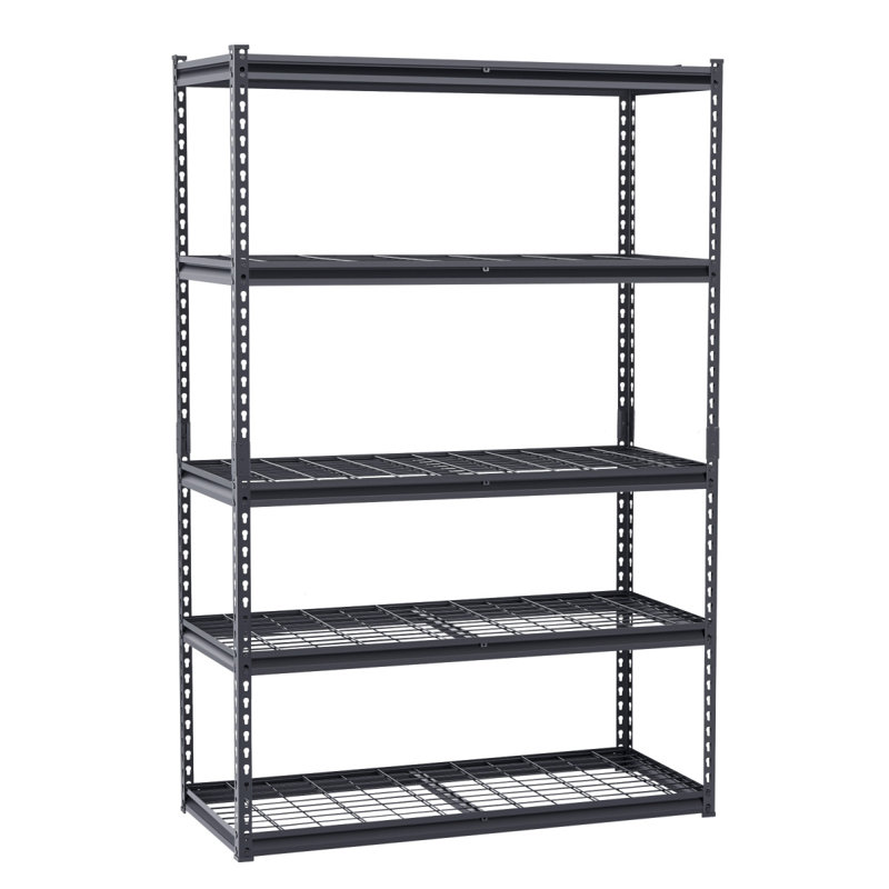 Storage Shelves 4 Tier Adjustable Heavy Duty Garage Shelving Units 2400 Lbs, 72" x 48" x 20", Noir