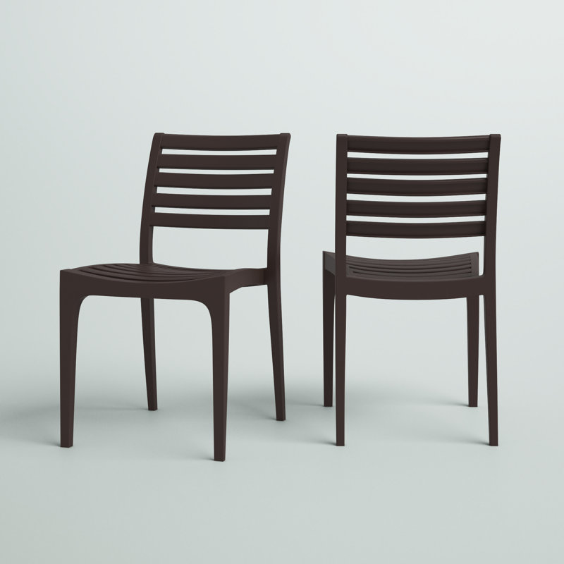 Ayvah Stacking Patio Dining Side Chair, Brown