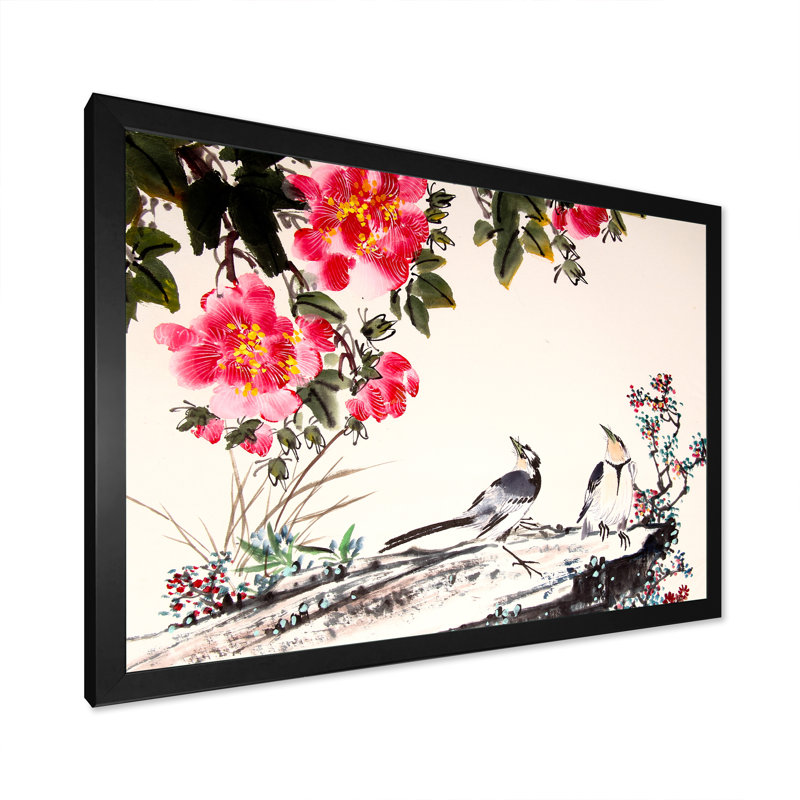Encre de Chine - reproduction d'art sur toile, Toile avec cadre noir, H 8 po x l 12 po x P 1 po