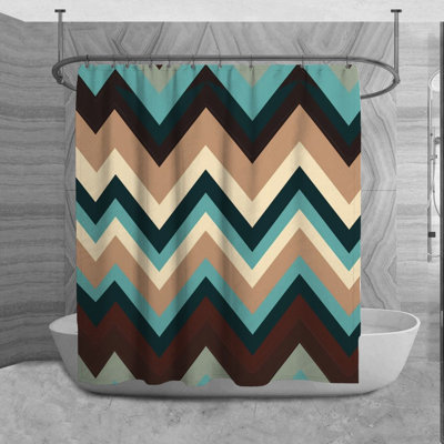 Chevron Shower Curtain Modern Bathroom Decor Blue