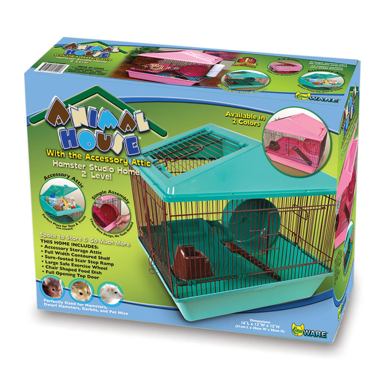 Cage à hamster 16 "à 2 niveaux Cittlaly, Vert