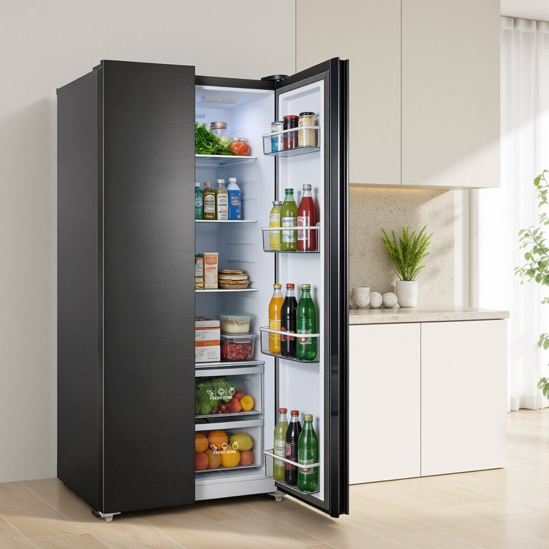 20.7 Cu.Ft. Side-by-side Refrigerators, 36" Full Size Refrigerator (Black)