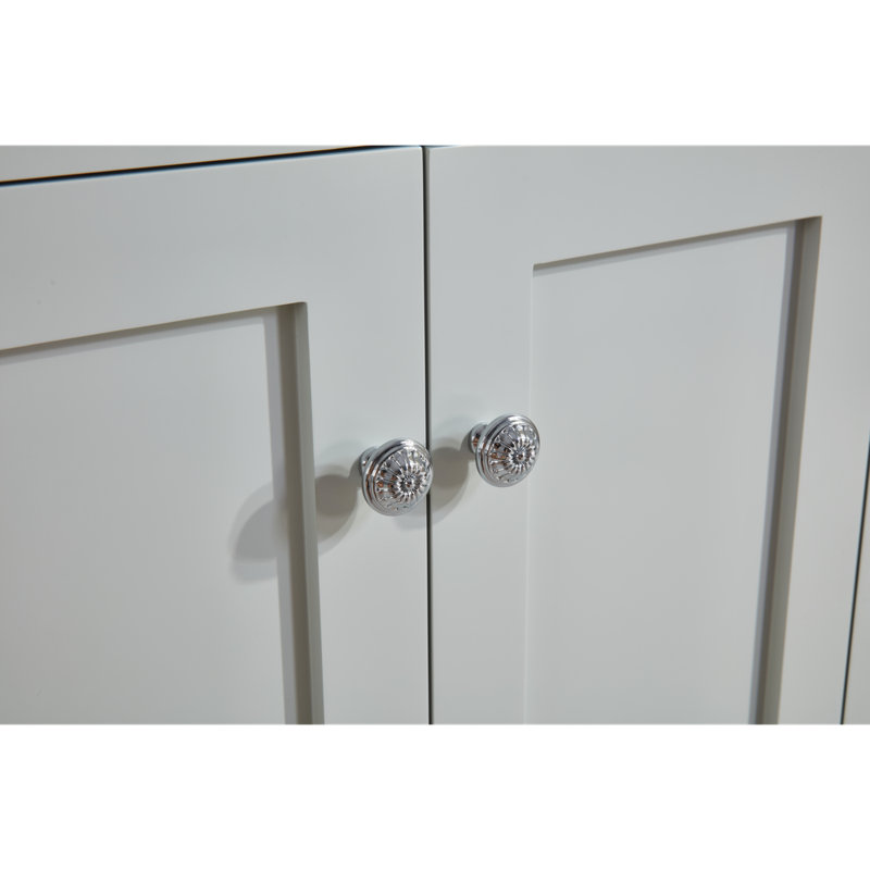 60" Finish Solid Wood Sink Vanity With 1' Artificial Stone Top, Silver Strand, Polished Chrome