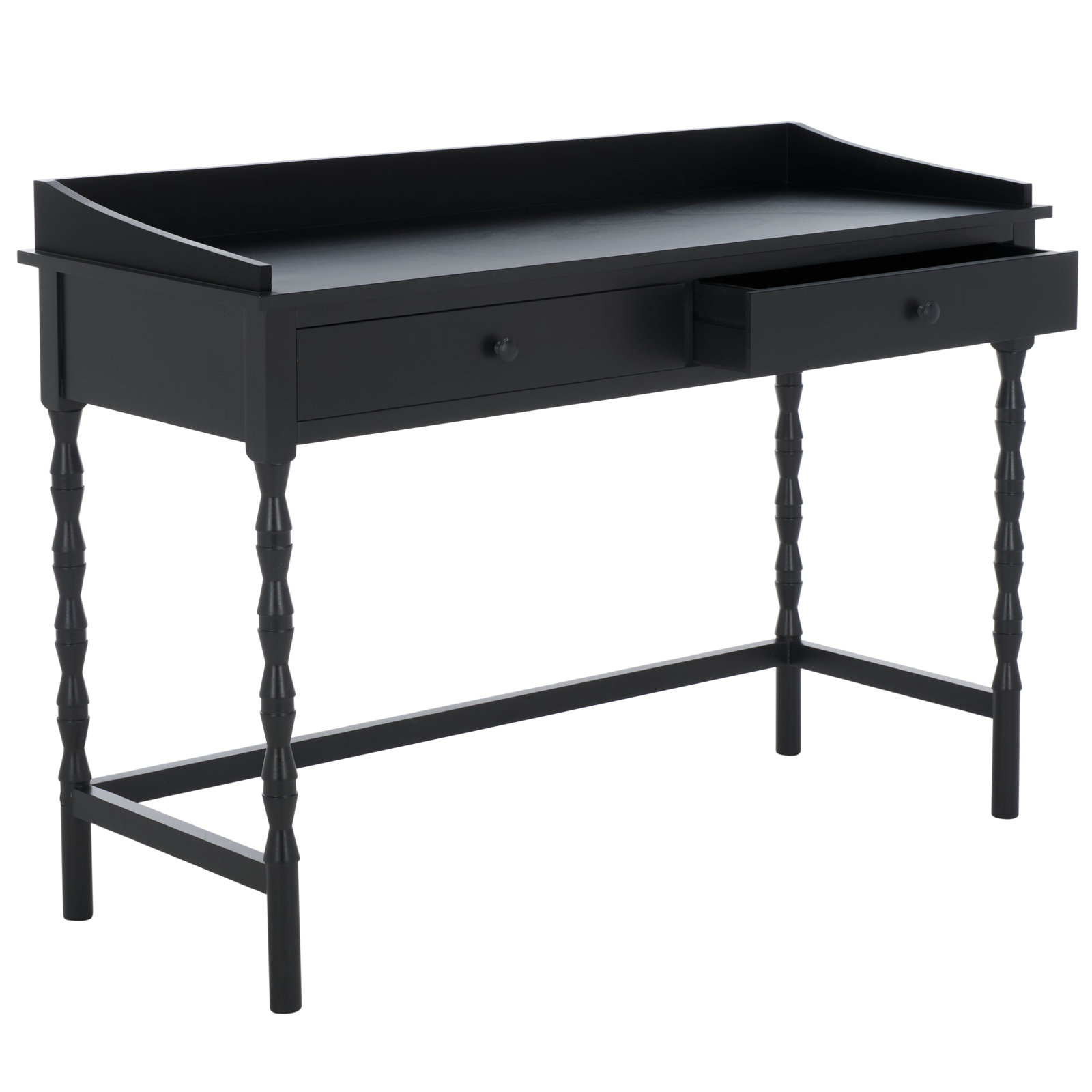 Mia 47" Pine Writing Desk, Matte Black