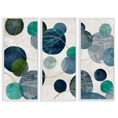 Planic Circles Abstract, ensemble de 3 giclées encadrées, design par Jacob Q