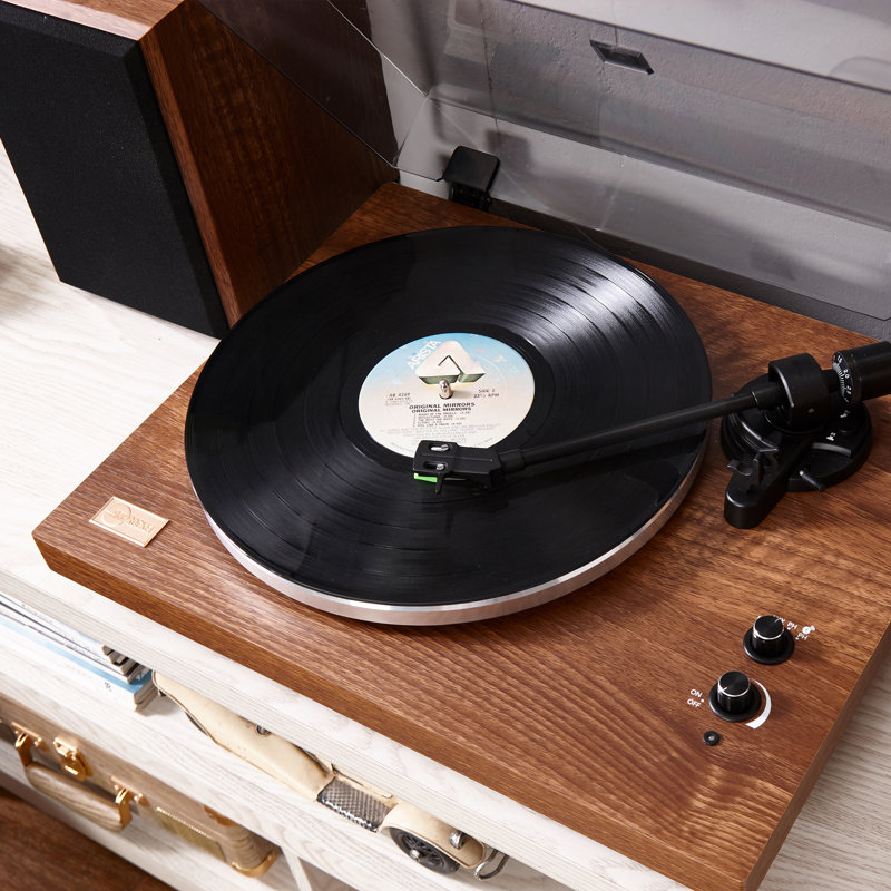Cassini Walnut Bluetooth Vinyl Turntable with 40W Stereo Speakers