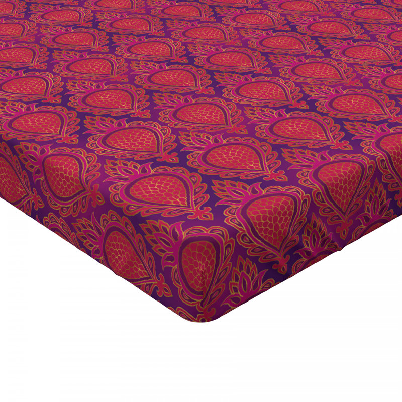 Microfiber Animal Print Fitted Sheet, Twin XL Fitted Sheet, Red Damask