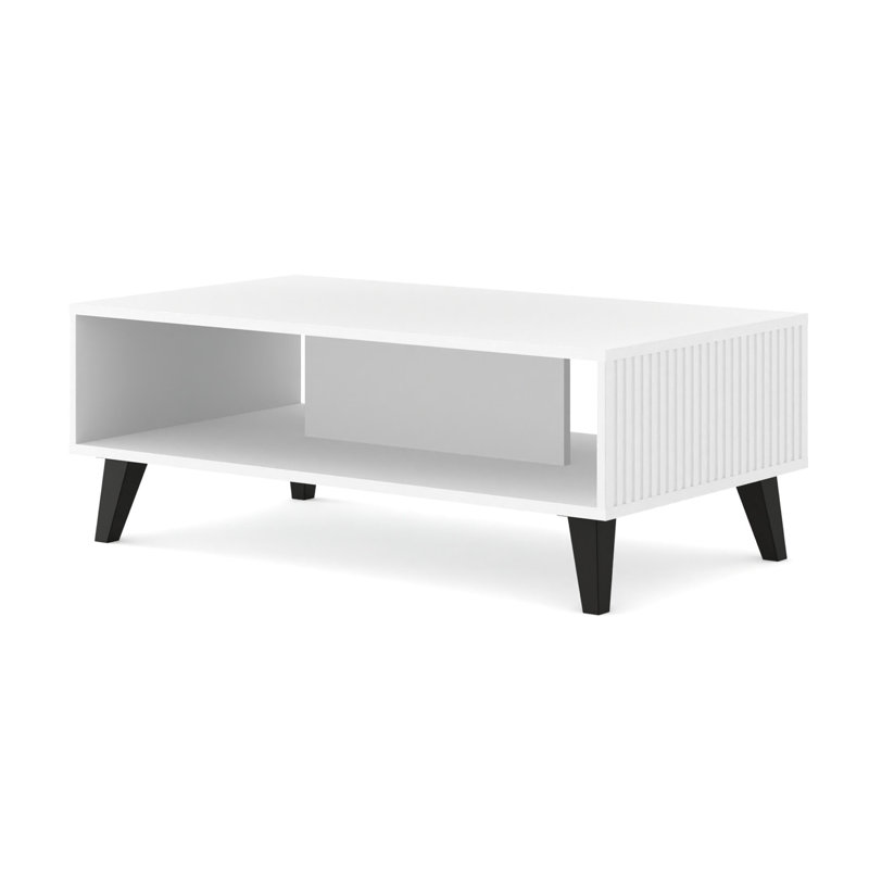 Fontainbleau Four Leg Coffee Table with Storage, Black, Matt white