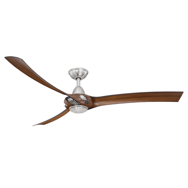 Burwell 62'' Ceiling Fan with LED Lights, Nickel with Walnut Blades