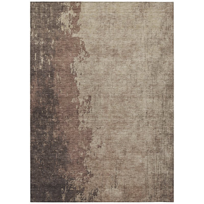 Machine Washable Indoor/Outdoor Xhevrie Chocolate Rug