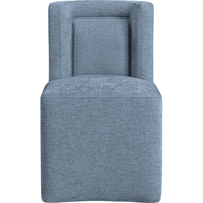 Chaise rembourrée Duvina, Tissu chenille bleu clair