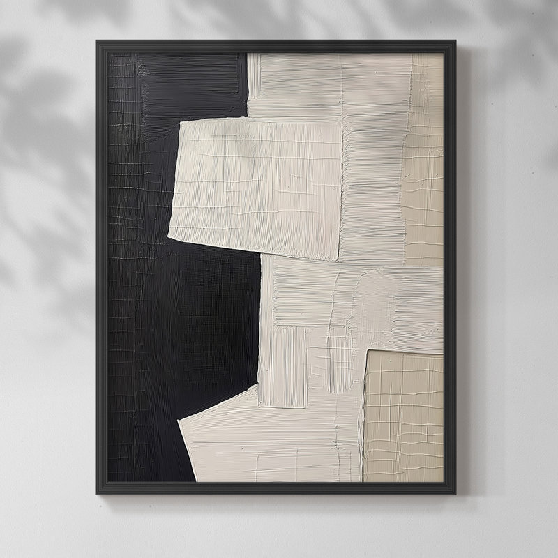 Série ABSTRACT DCLxxvii - reproduction encadrée de qualité supérieure - prête à être accrochée - aucun clou requis, Noir