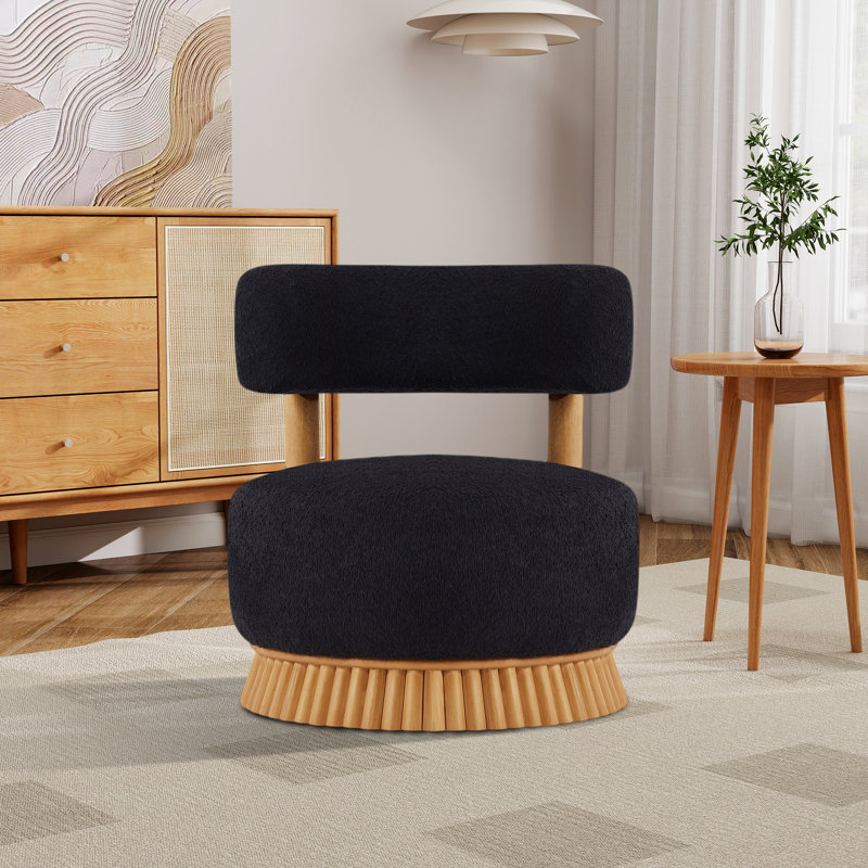 Chaise d'appoint moderne rembourrée avec base en bois, Noir