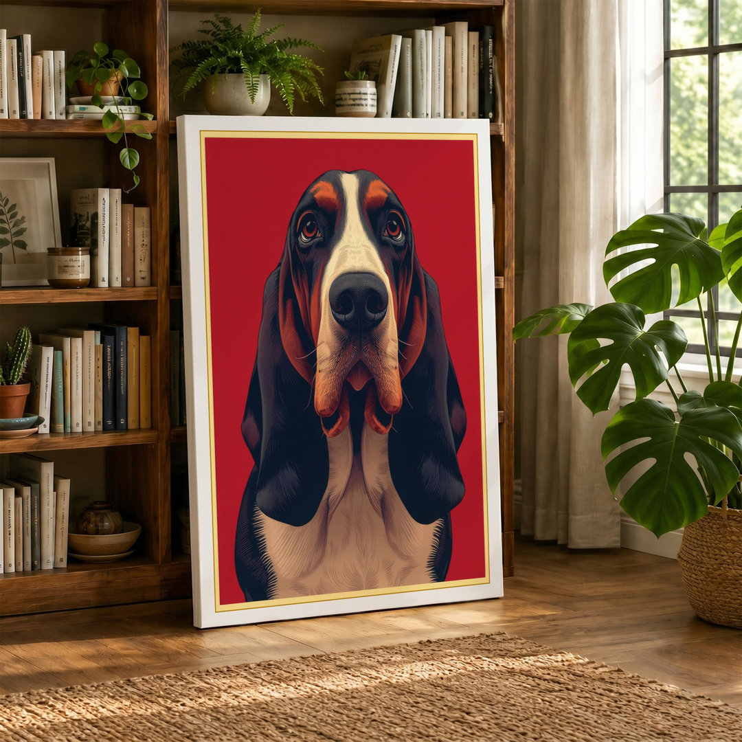 Basset Hound Portrait Modern Canvas Art Print