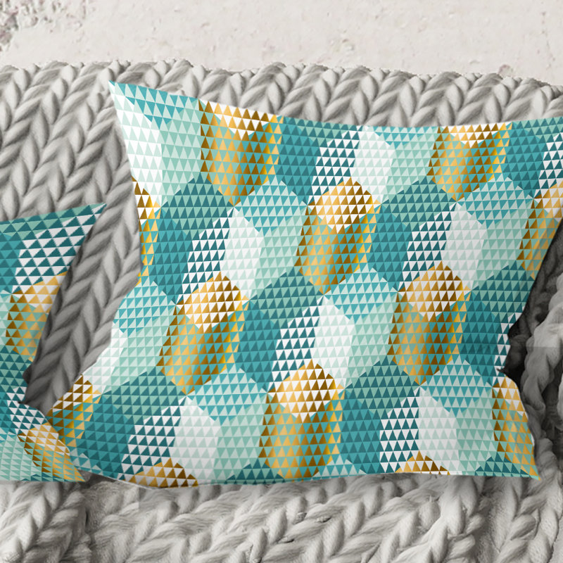 Coussin décoratif rétro à motif hexagonal IV - Mid-Century, 18 po x 18 po