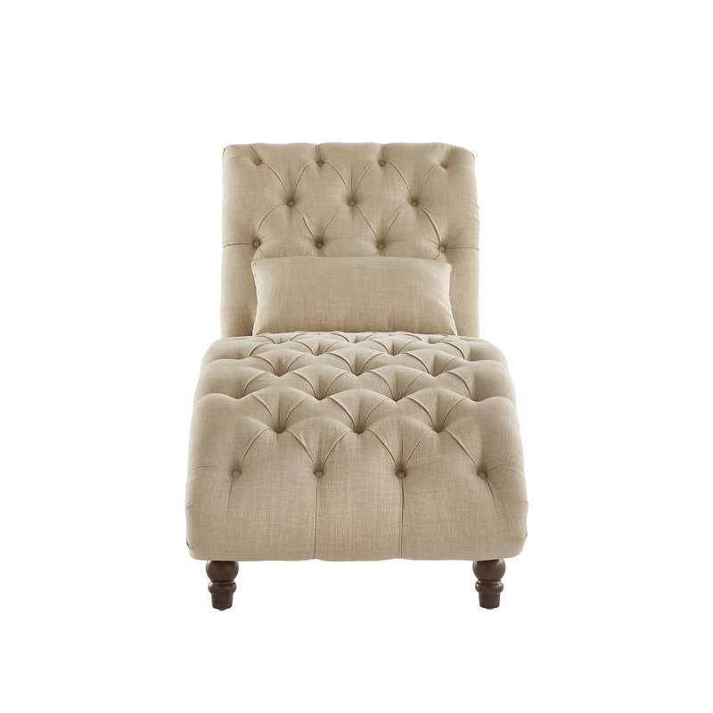 Chaise longue capitonnée sans accoudoirs Huskins, Lin beige chiné