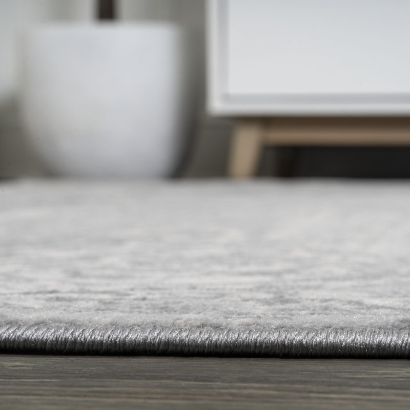 Modern Persian Vintage Moroccan Medallion Light Gray Rug, Round 5'
