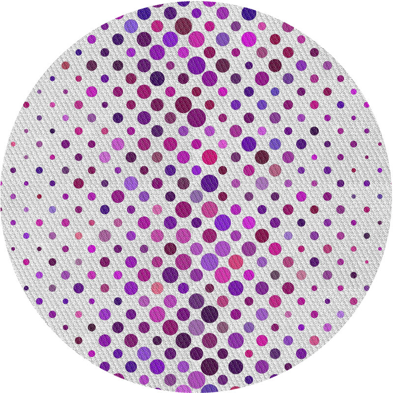 Tapis mauve/blanc à motifs, Rond 5 pi