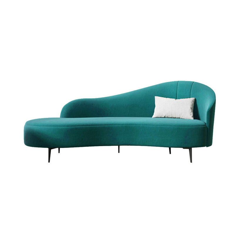 Chaise simple rembourrée en tissu éponge inclinable de style simple, Accoudoir à droite (vu de face), Bleu