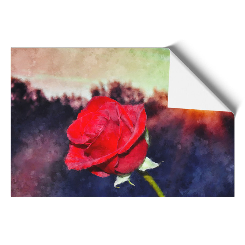 Red Rose Flower Painting - Frameless Print, 21cm H x 30cm W x 0.1cm D