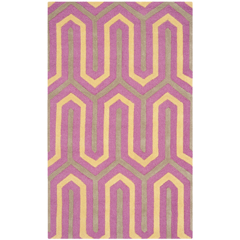 Deedgra Hand Tufted Wool Geometric Rug, Rectangle 2' x 3'
