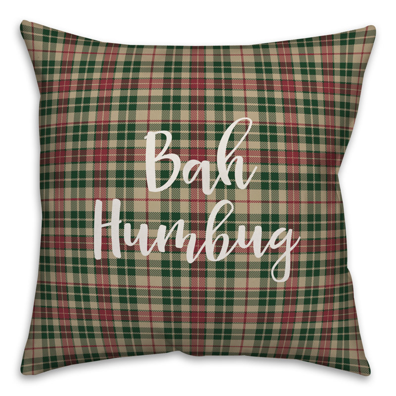  Bah Humbug en tissu écossais tartan, Coussin décoratif