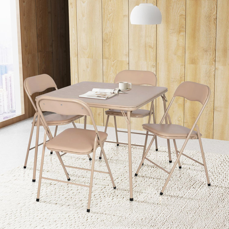 Table pliante Brunhilde 33,5 pouces à économie de place pour le bureau à domicile, petits espaces intérieurs, table pliable portable pour la salle à manger extérieure, patio, terrasse, balcon, piscine, aucun assemblage requis