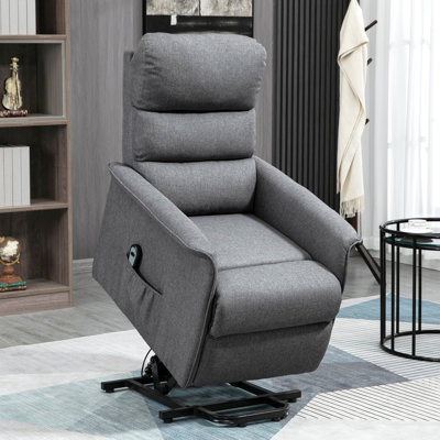 Elderly- Electric Recliner Chair In Gray - Power Lift, Remote, Side Pockets For Home Elderly Gray, Thick Padding, Remote &