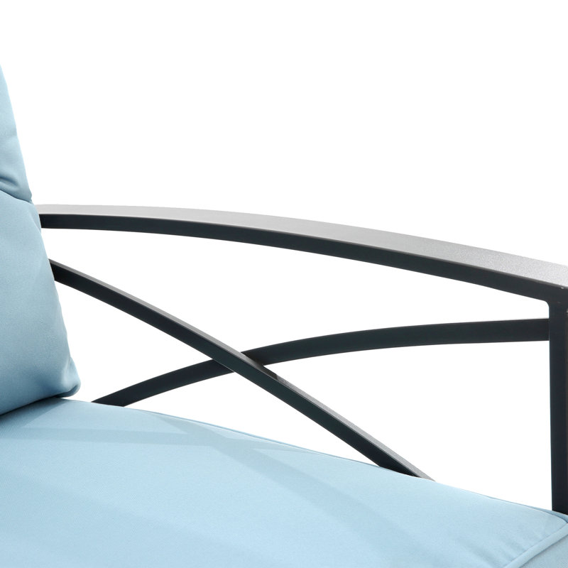 3Pcs Rocking Rattan Set Wholesale Leisure Chair Outdoor Rattan Rocking Chair Set, Blue
