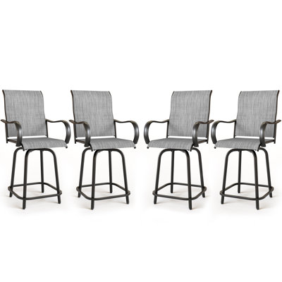 All-Weather PVC-Coated Polyester Swivel Patio Bar Height Stools