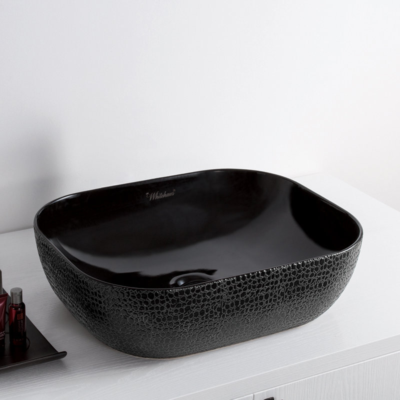 Whitehaus 18" Rectangular Above Mount /Vessel Lavatory Basin, Black