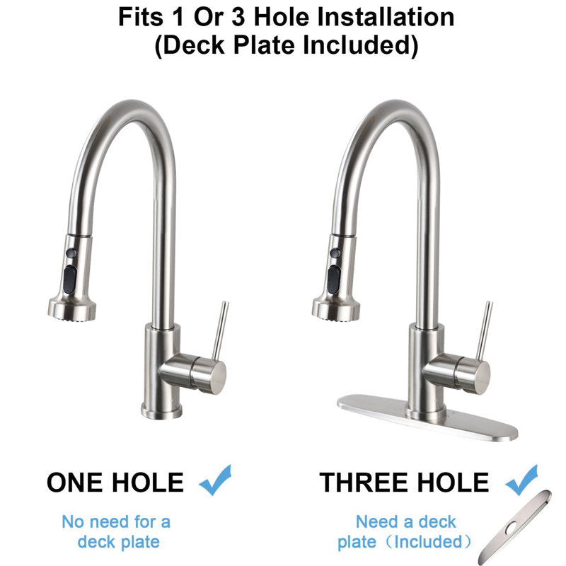 Kitchen Faucet With Pull Down In Brushed Nickel Stainless Steel - Scratch , Rust Protected, Spot , 360 Swivel Spout, 1.8Gpm Construction Scratchproof, Rustproof, Spot-, Swiveling Flow