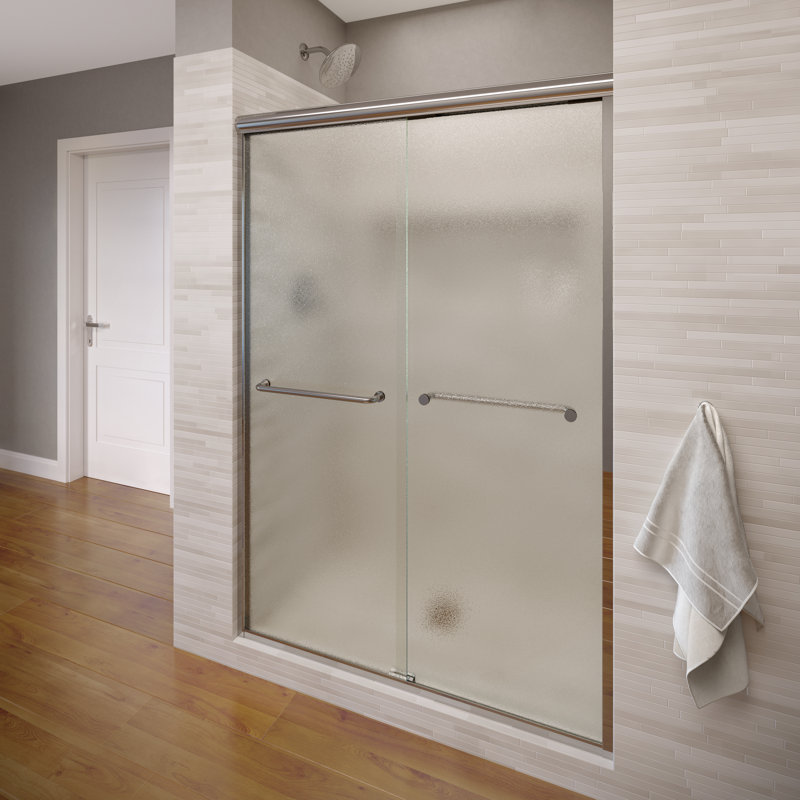 Infinity 58'' - W x 70'' H Bypass Door Semi-Frameless Shower Door with, Frosted, Chrome