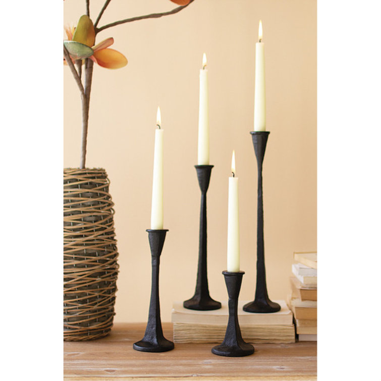 7 Black Cast Iron Metal Taper Candle Holder Set, Large