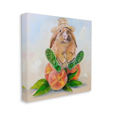 «Adorable Bunny Rabbit on Peach Fruit», reproduction d'art graphique