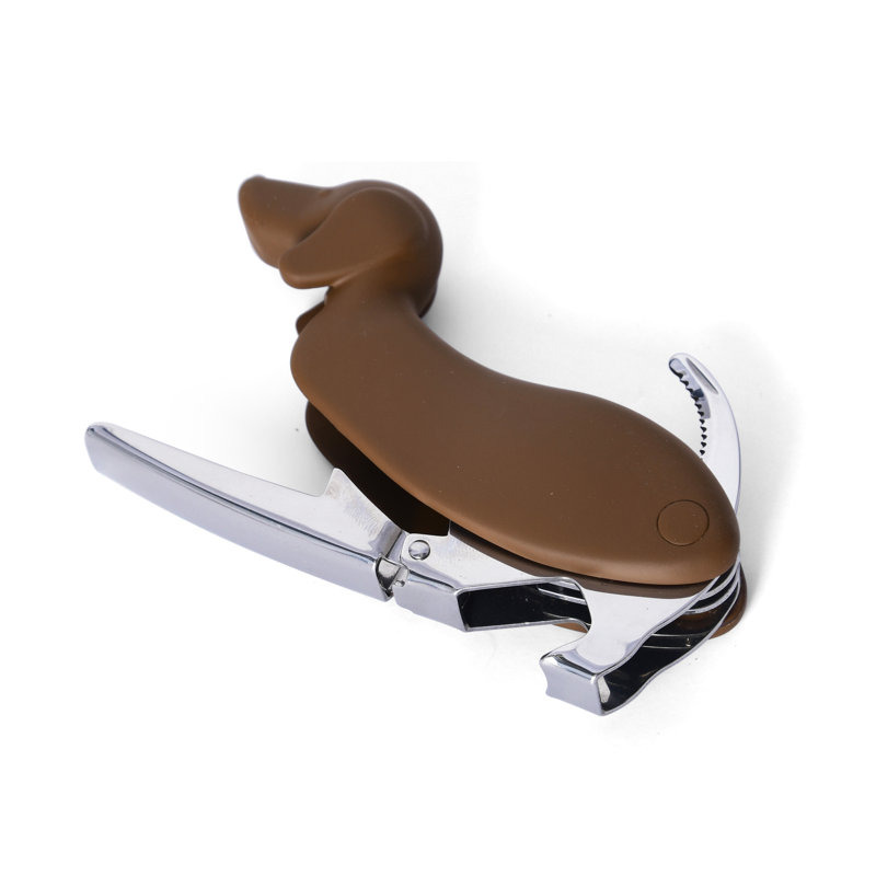 Véritable tire-bouchon en forme de teckel Fred WINER DOG, brun