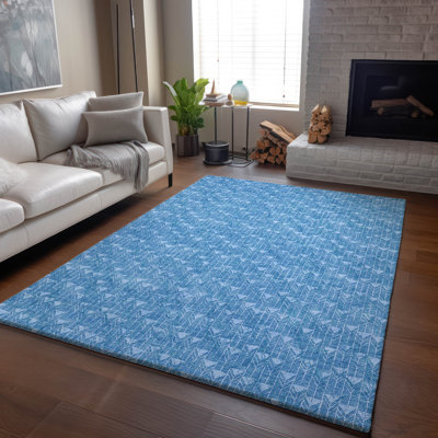 Premium Machine Washable Cerrito AMF514 Blue Rug