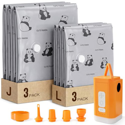 Viviendo Vacuum Storage Bags with Hand Pump, Gray, 6 Pack