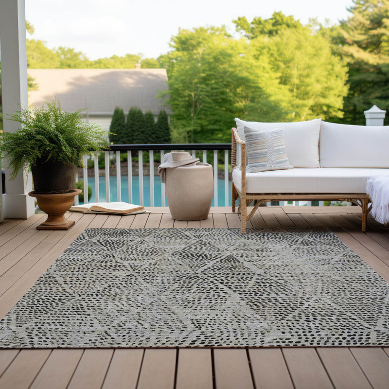 Tapis intérieur / extérieur en polyester tissé à la machine Jurnee, Rectangle 3 pi x 5 pi