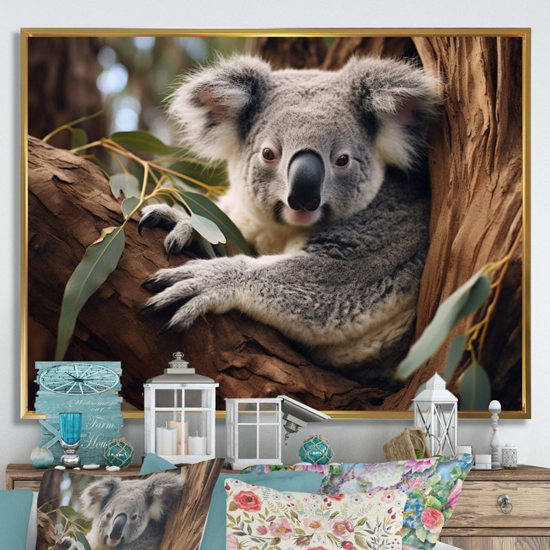Australie, Koala Haven I, reproduction d'art sur toile, H 30 po x l 40 po x P 1,5 po, Cadre flottant doré