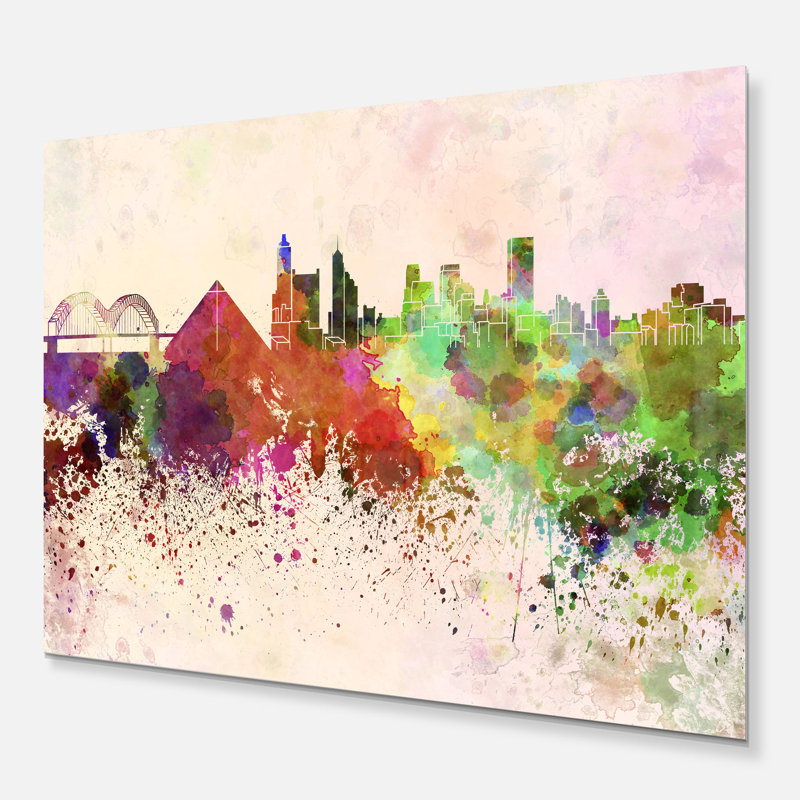 Paysage urbain, Memphis Skyline, Impression sur toile - Memphis, H 30 po x l 40 po, Métal