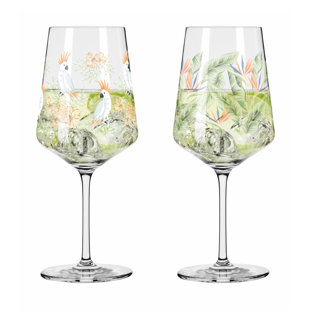 Ritzenhoff 6211001 Aperitif-Glas 2er-Set 500 ml - Serie Sommertau - floraler Stil, mehrfarbig