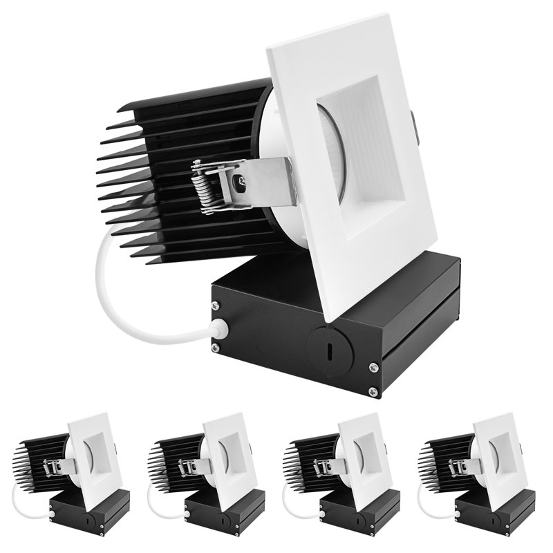 Luminaire encastré DEL Luxrit de 4 po, 5 lumières à DEL sans lumière, 38 ° C, 22 W, 1 700LM, garniture cloisonnée carrée interchangeable, intensité variable, paquet de 4