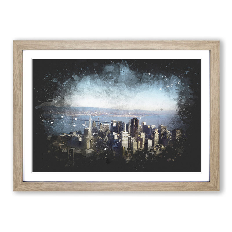 View of San Francisco - Picture Frame Graphic Art Print, 24cm H x 33cm W x 2cm D, Oak Framed