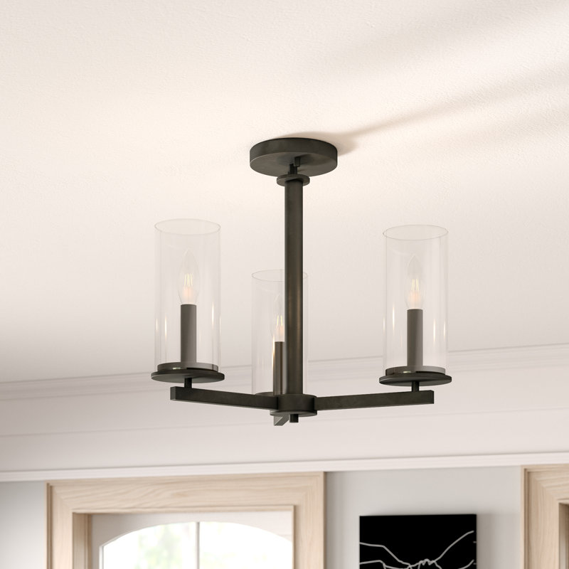 Dalleas Glass Semi Flush Mount, Olde Bronze