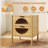 Bamboo Nightstand With 2 Storage Drawers & Reeded Tempered Glass Fronts Bedroom-862179213